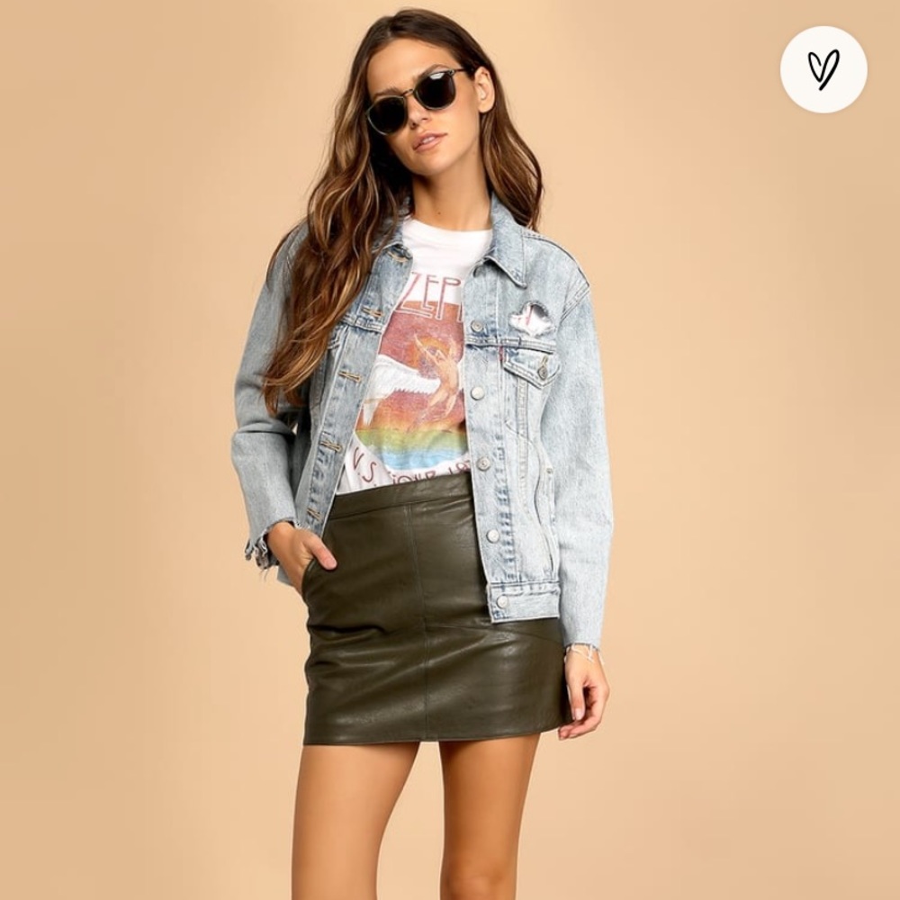 Lulu’s Harley Olive Green Vegan Leather Mini Skirt